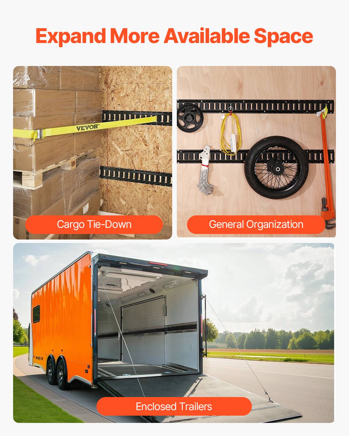 VEVOR Kit E-Track arrimage, 30 pièces, 454 kg. 4 rails, ancres, attaches, protection, camions. - Image 6