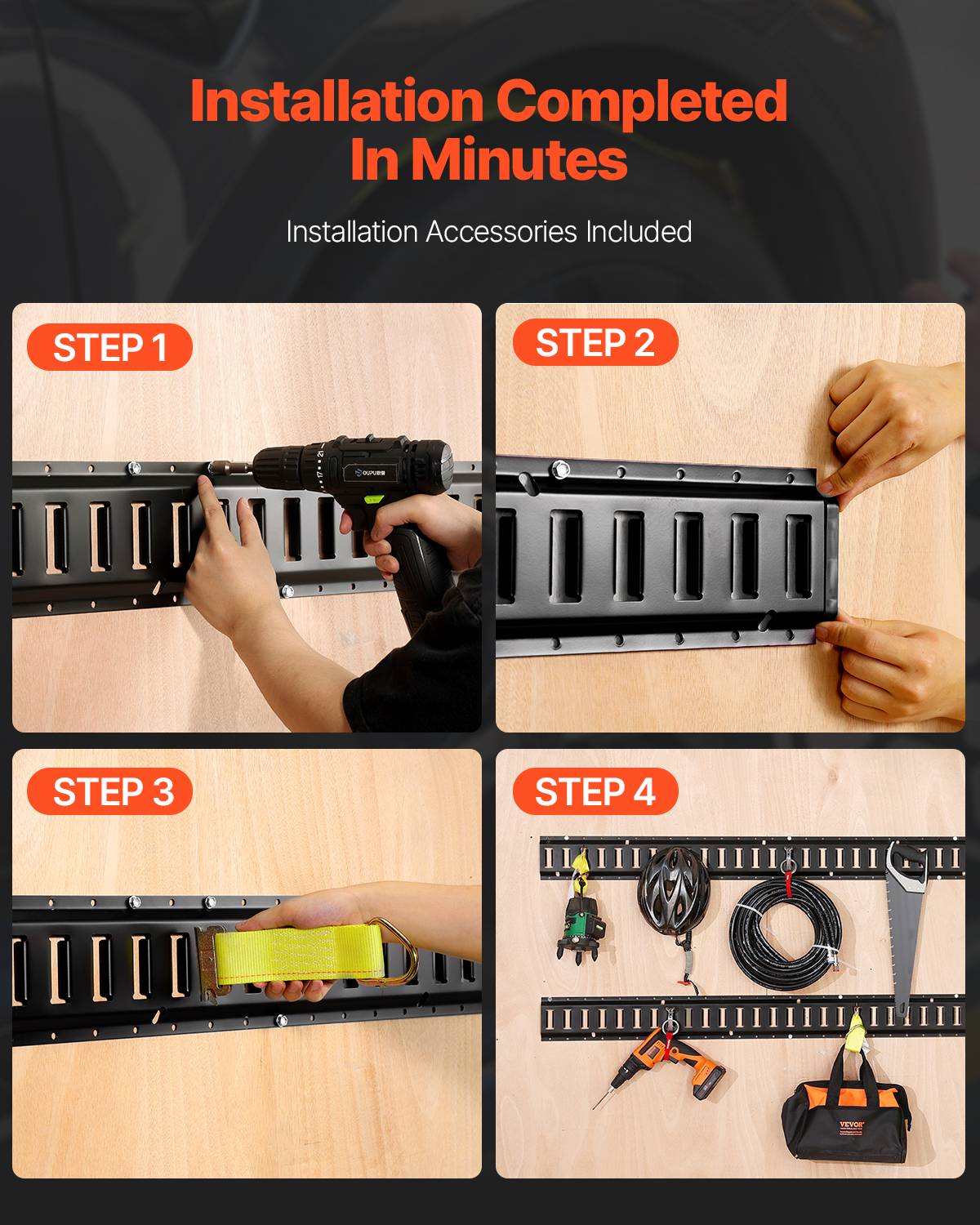 VEVOR Kit E-Track arrimage, 30 pièces, 454 kg. 4 rails, ancres, attaches, protection, camions. - Image 5