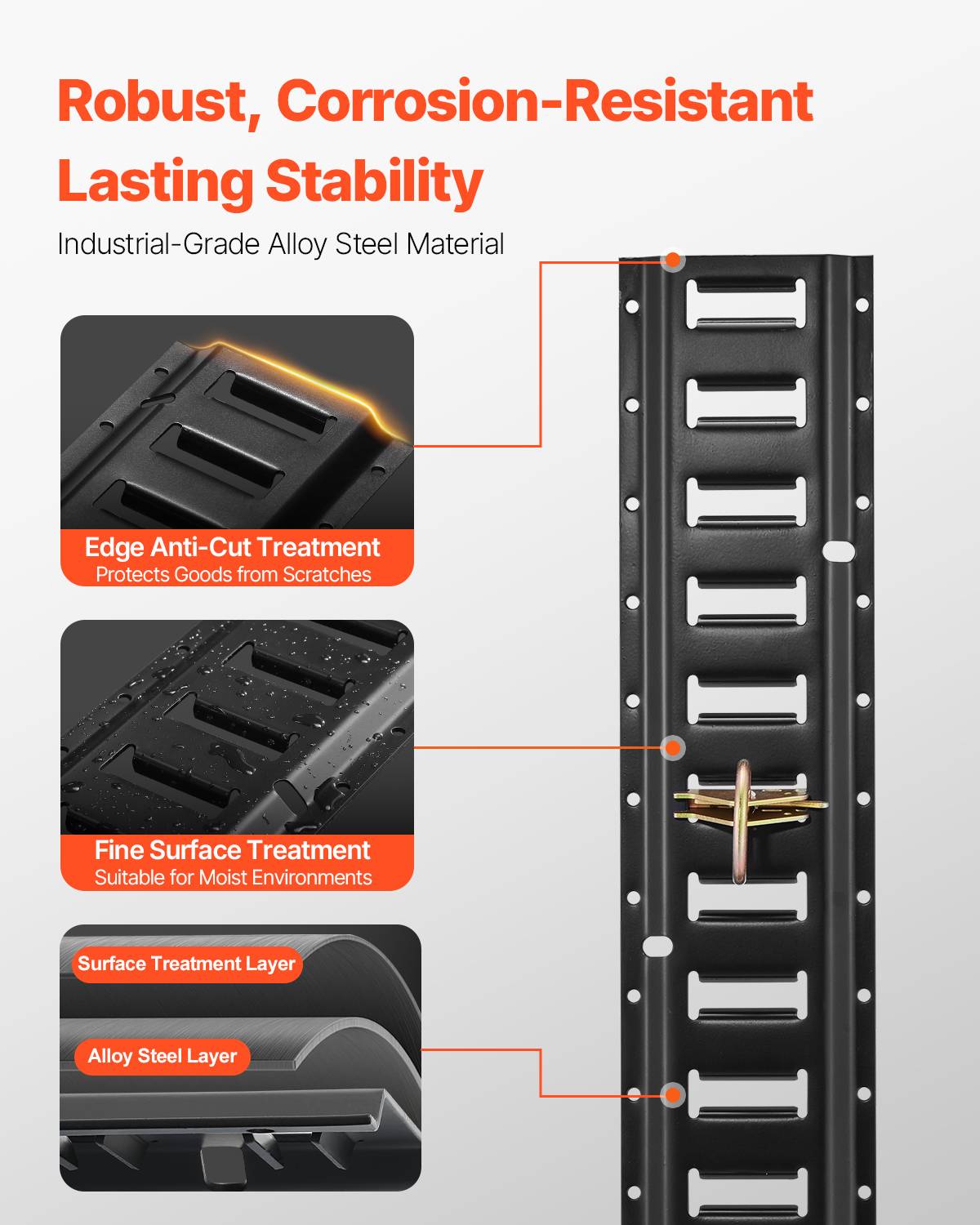 VEVOR Kit E-Track arrimage, 30 pièces, 454 kg. 4 rails, ancres, attaches, protection, camions. - Image 3