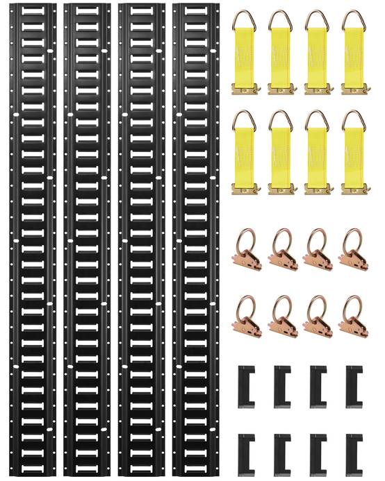 VEVOR Kit E-Track arrimage, 30 pièces, 454 kg. 4 rails, ancres, attaches, protection, camions. - Image 1