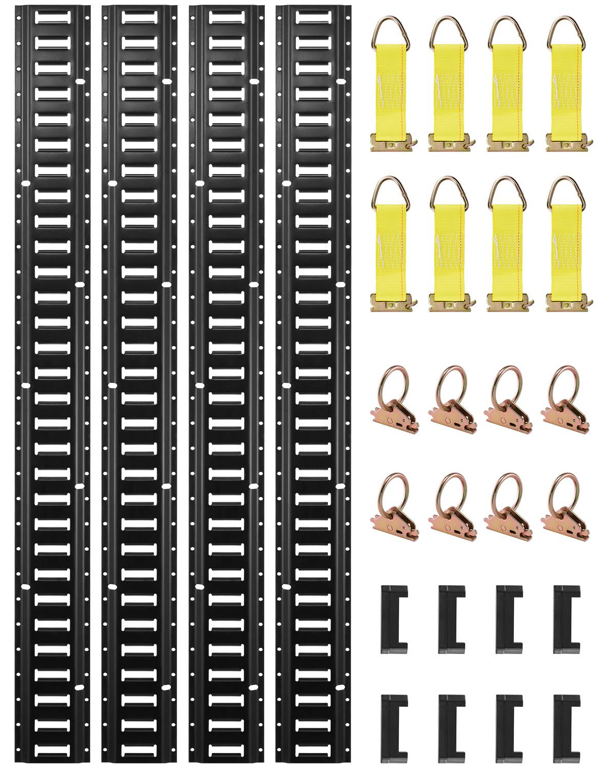 VEVOR Kit E-Track arrimage, 30 pièces, 454 kg. 4 rails, ancres, attaches, protection, camions. - Image 1
