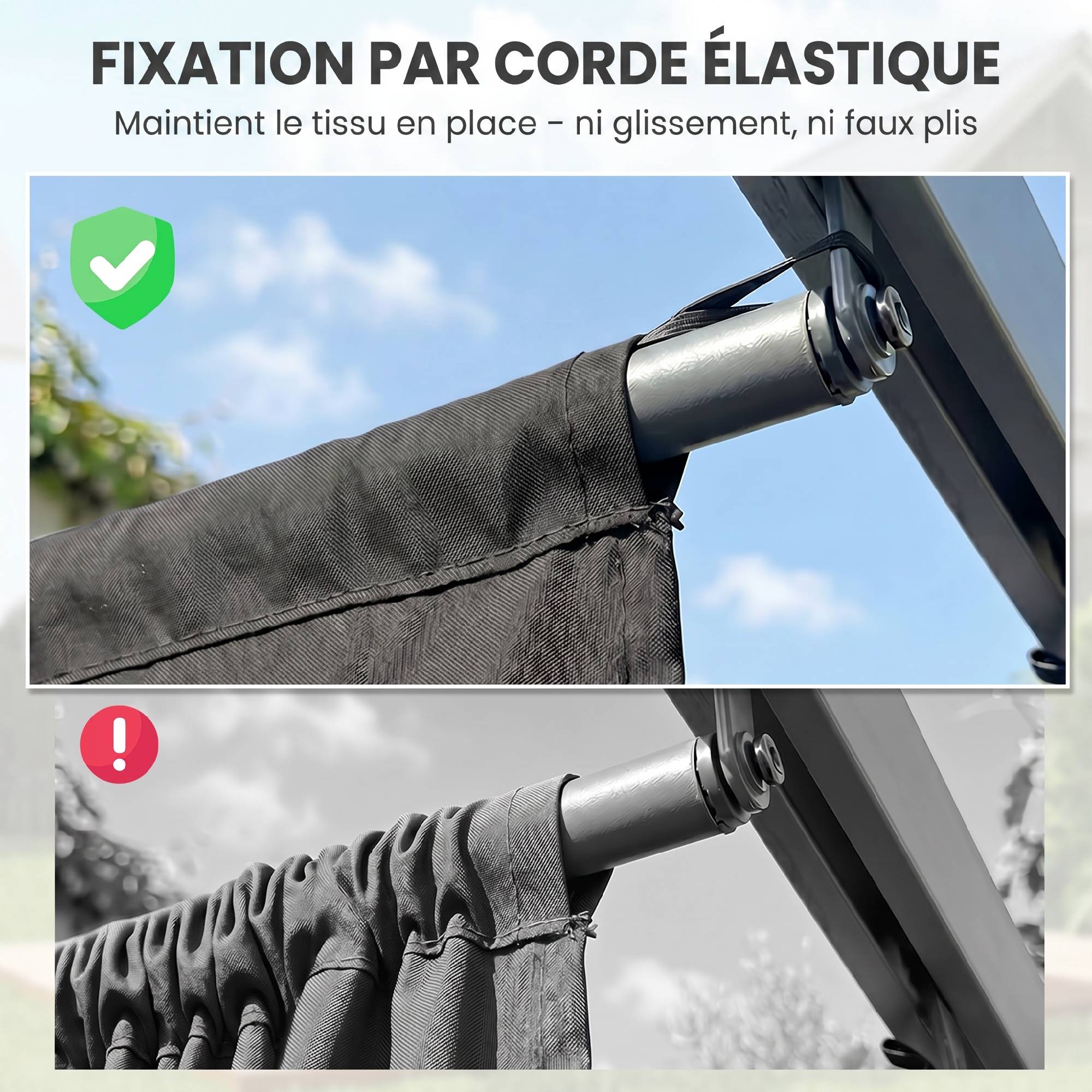 Sans Marque - Toile de toit pour pergola tonnelle rétractable de - toile uniquement 250 x 255 cm gris foncé - Image 9