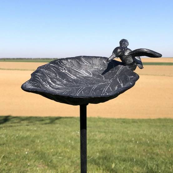 Bain d'oiseaux en fonte grise 15 x 100 cm Chemin de campagne - Image 2