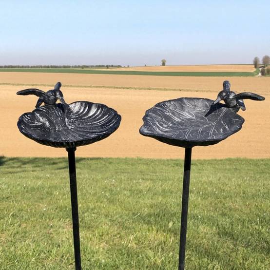Bain d'oiseaux en fonte grise 15 x 100 cm Chemin de campagne - Image 3