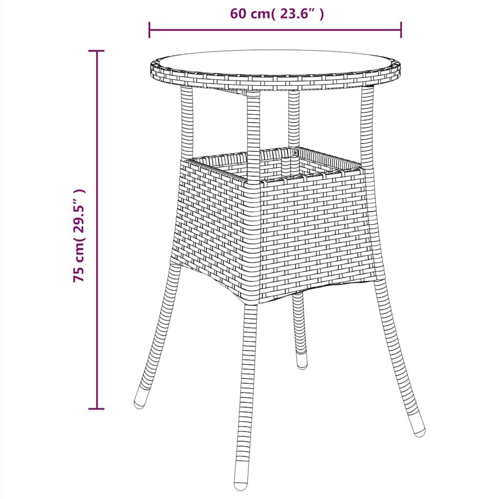 PANGIVO - Table de jardin noire résine tressée et verre trempé 60 x 75 cm - PANGIVO - Image 6
