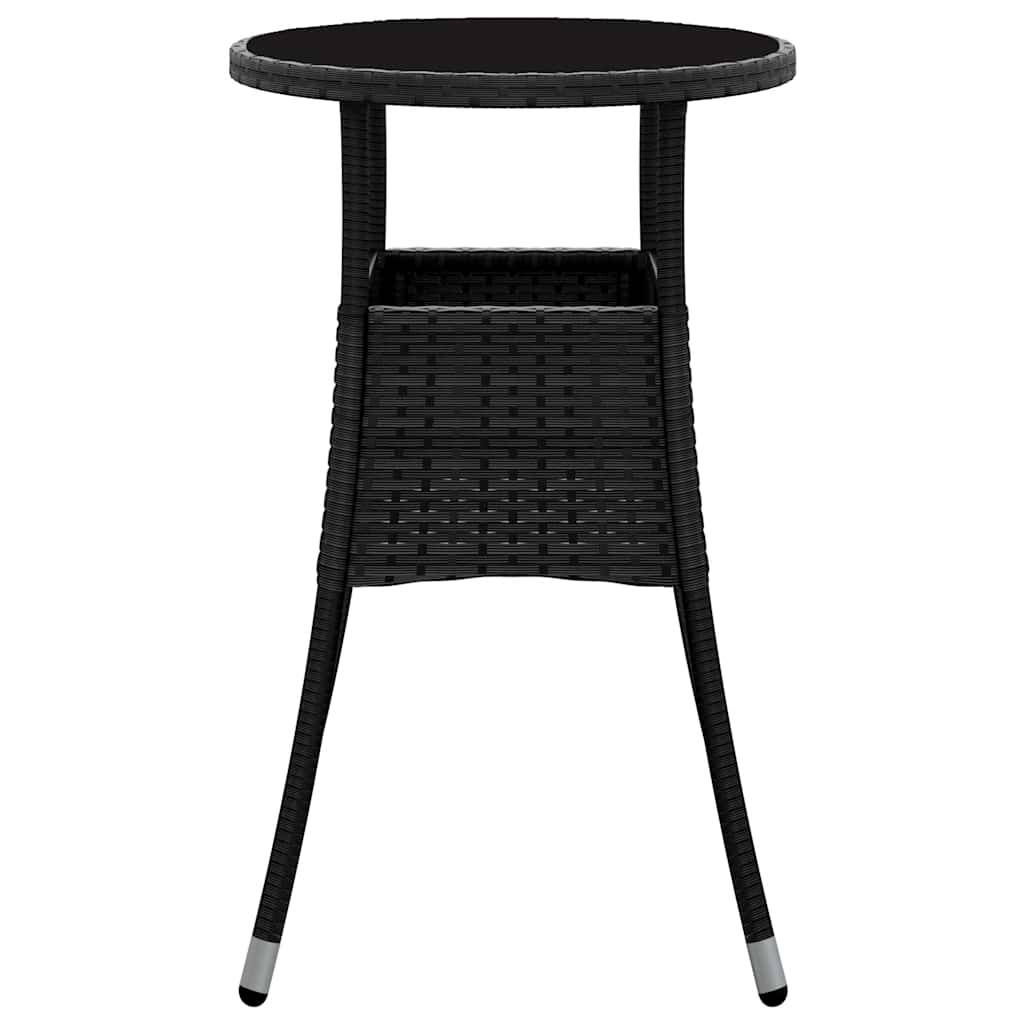 PANGIVO - Table de jardin noire résine tressée et verre trempé 60 x 75 cm - PANGIVO - Image 4