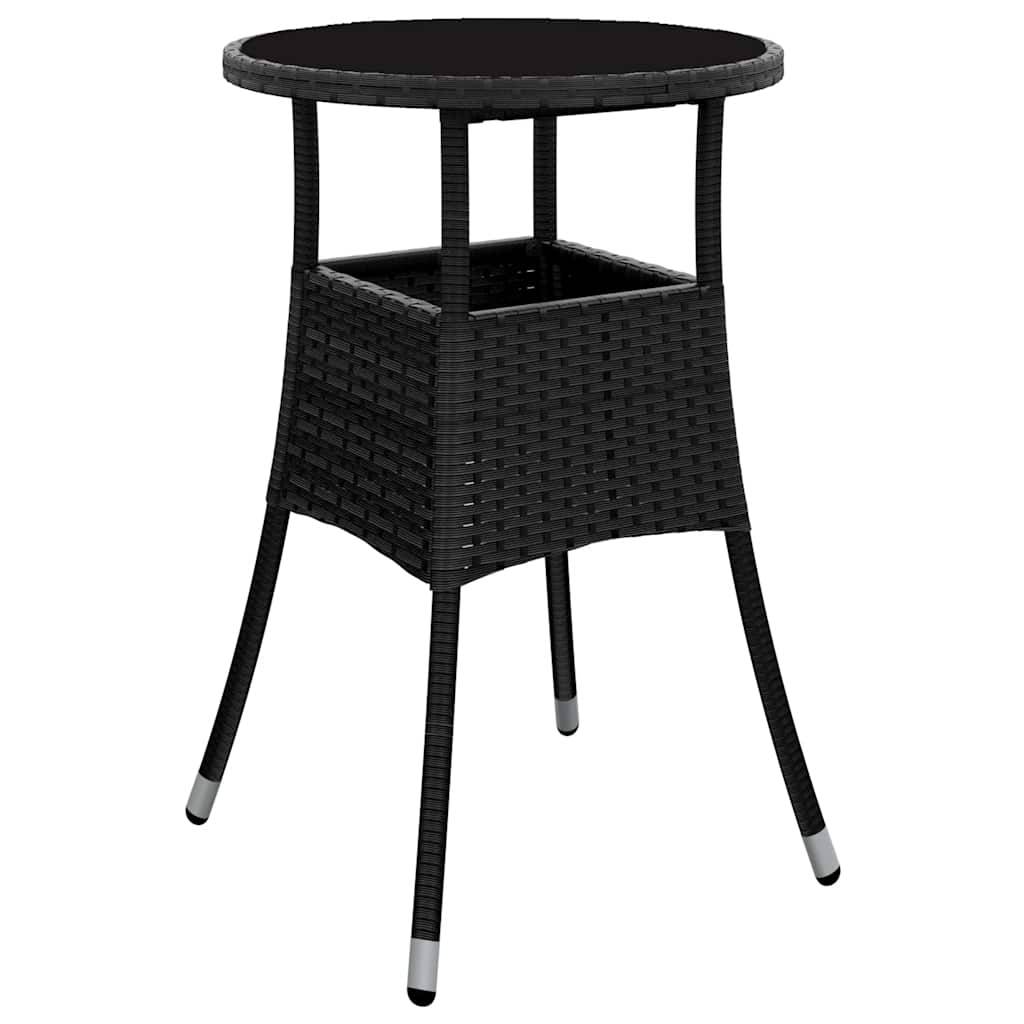 PANGIVO - Table de jardin noire résine tressée et verre trempé 60 x 75 cm - PANGIVO - Image 2
