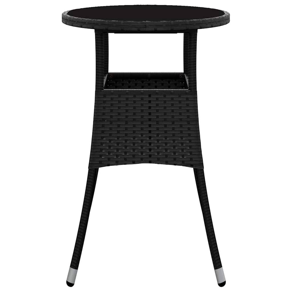 PANGIVO - Table de jardin noire résine tressée et verre trempé 60 x 75 cm - PANGIVO - Image 3