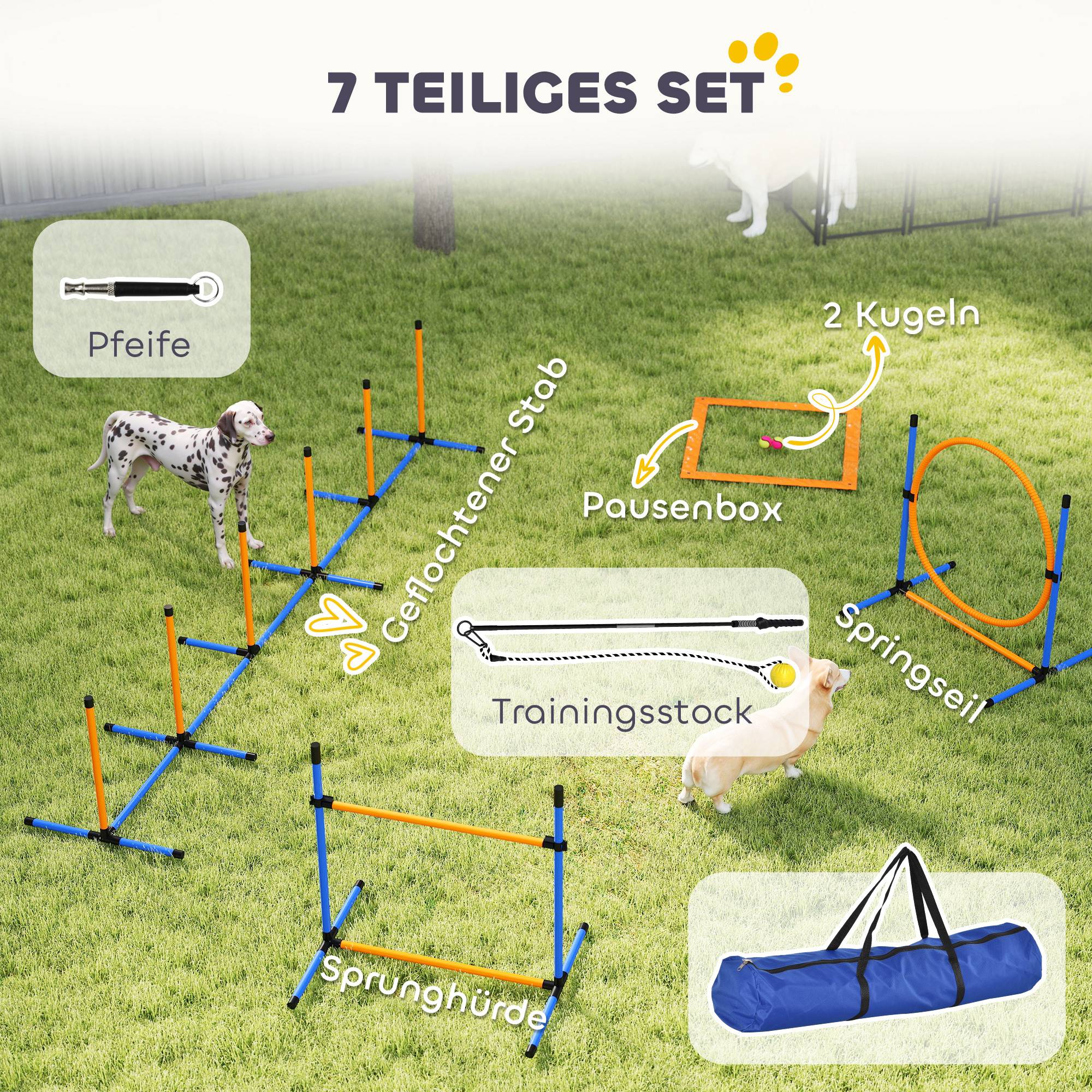 ComfortXL - Kit agilité chien 7 pièces avec haie anneau slalom réglables et sac pour jardin - ComfortXL Outdoor Living - Image 6