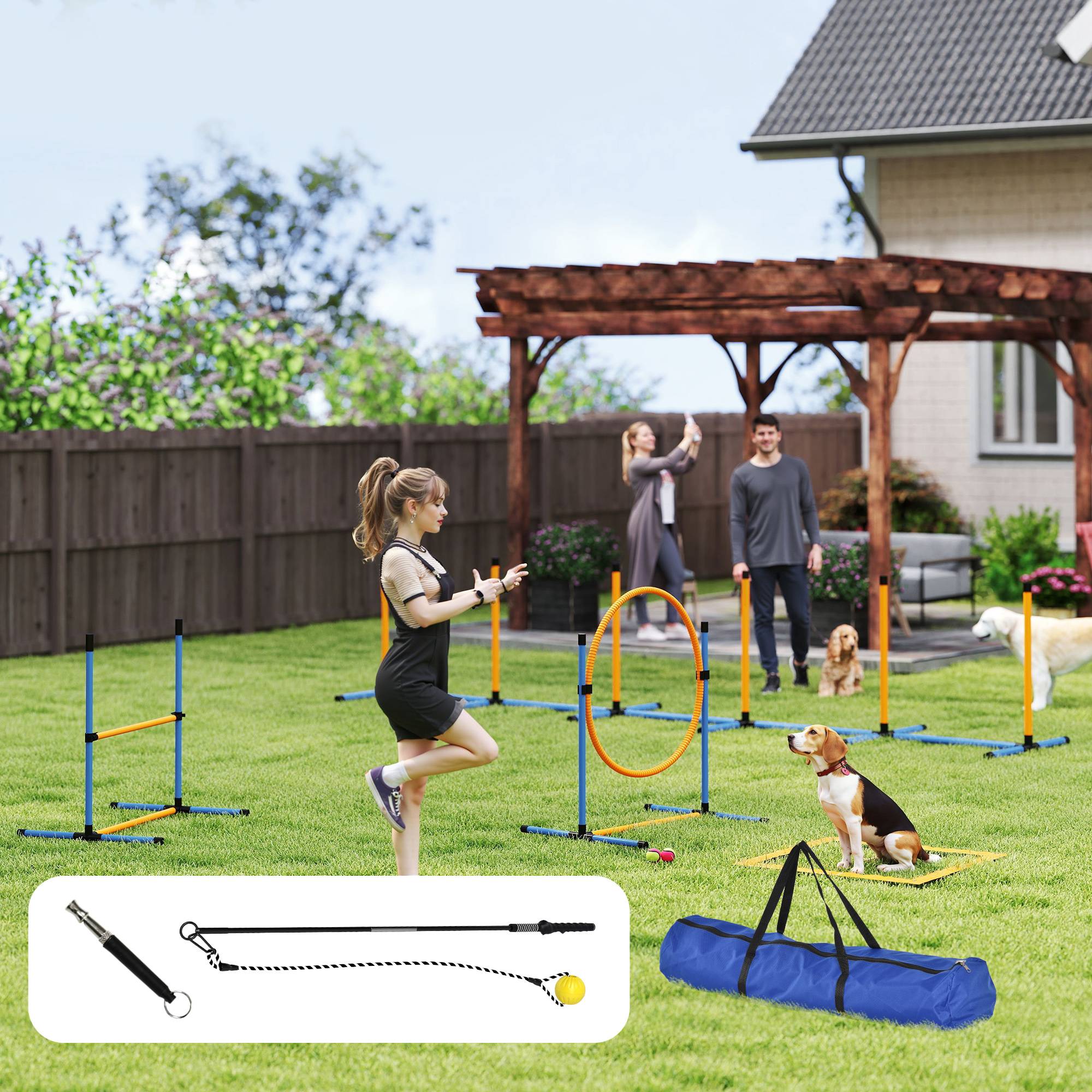 ComfortXL - Kit agilité chien 7 pièces avec haie anneau slalom réglables et sac pour jardin - ComfortXL Outdoor Living - Image 4