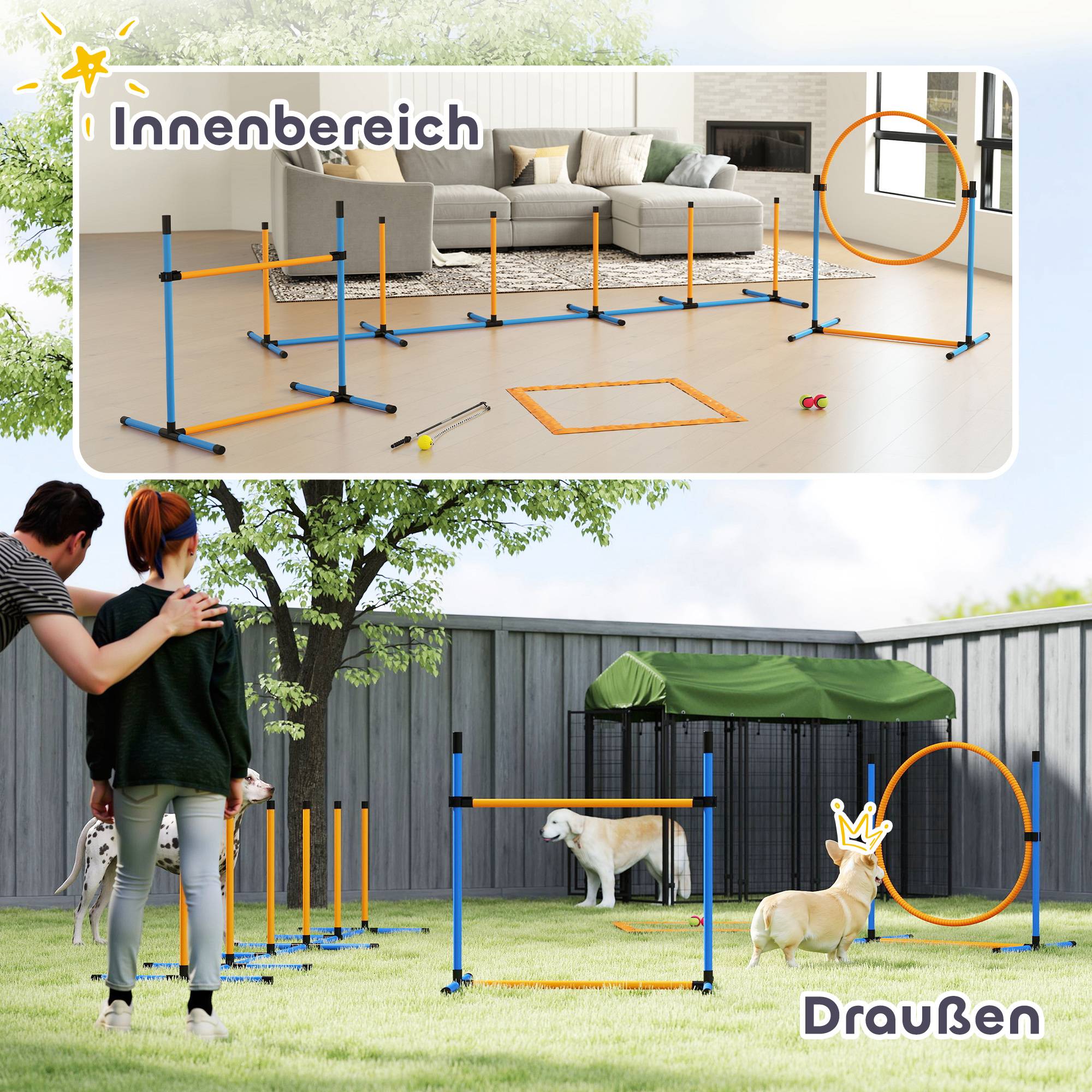 ComfortXL - Kit agilité chien 7 pièces avec haie anneau slalom réglables et sac pour jardin - ComfortXL Outdoor Living - Image 9