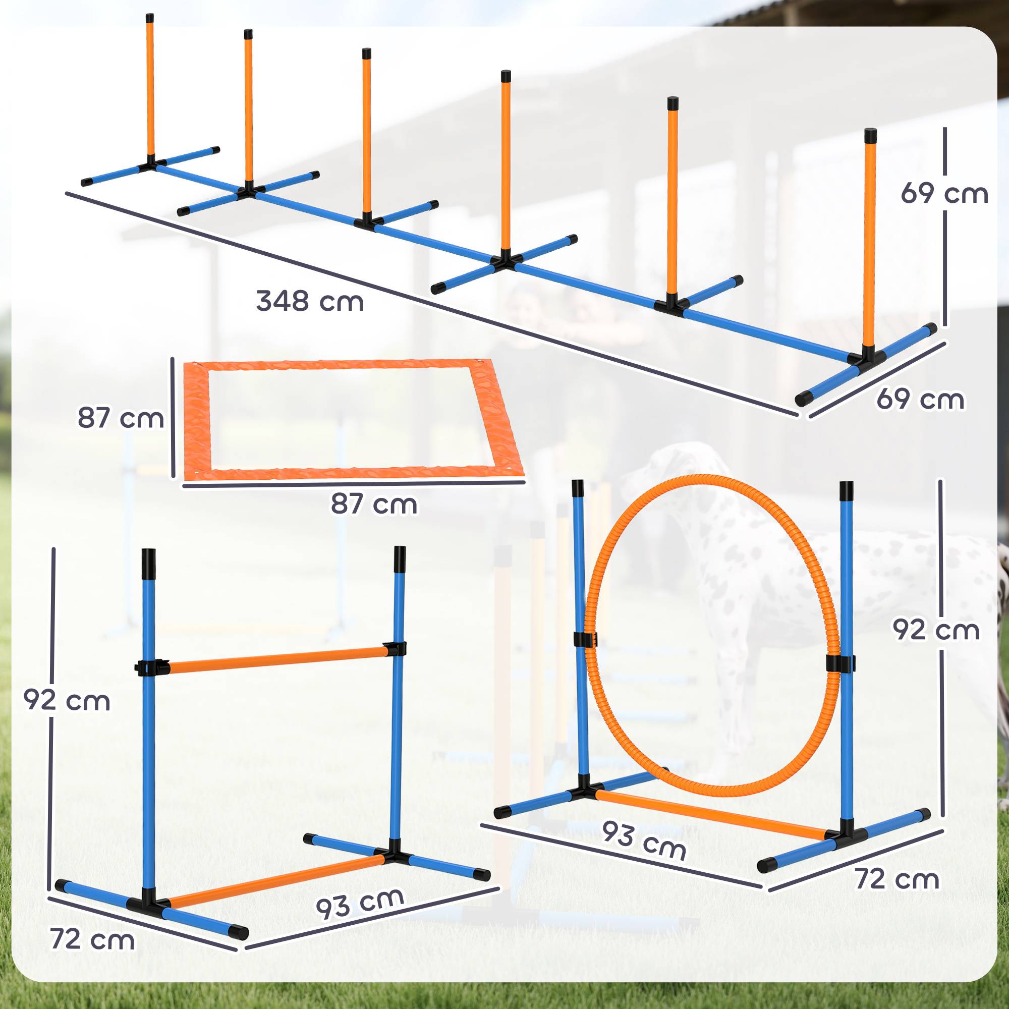 ComfortXL - Kit agilité chien 7 pièces avec haie anneau slalom réglables et sac pour jardin - ComfortXL Outdoor Living - Image 5