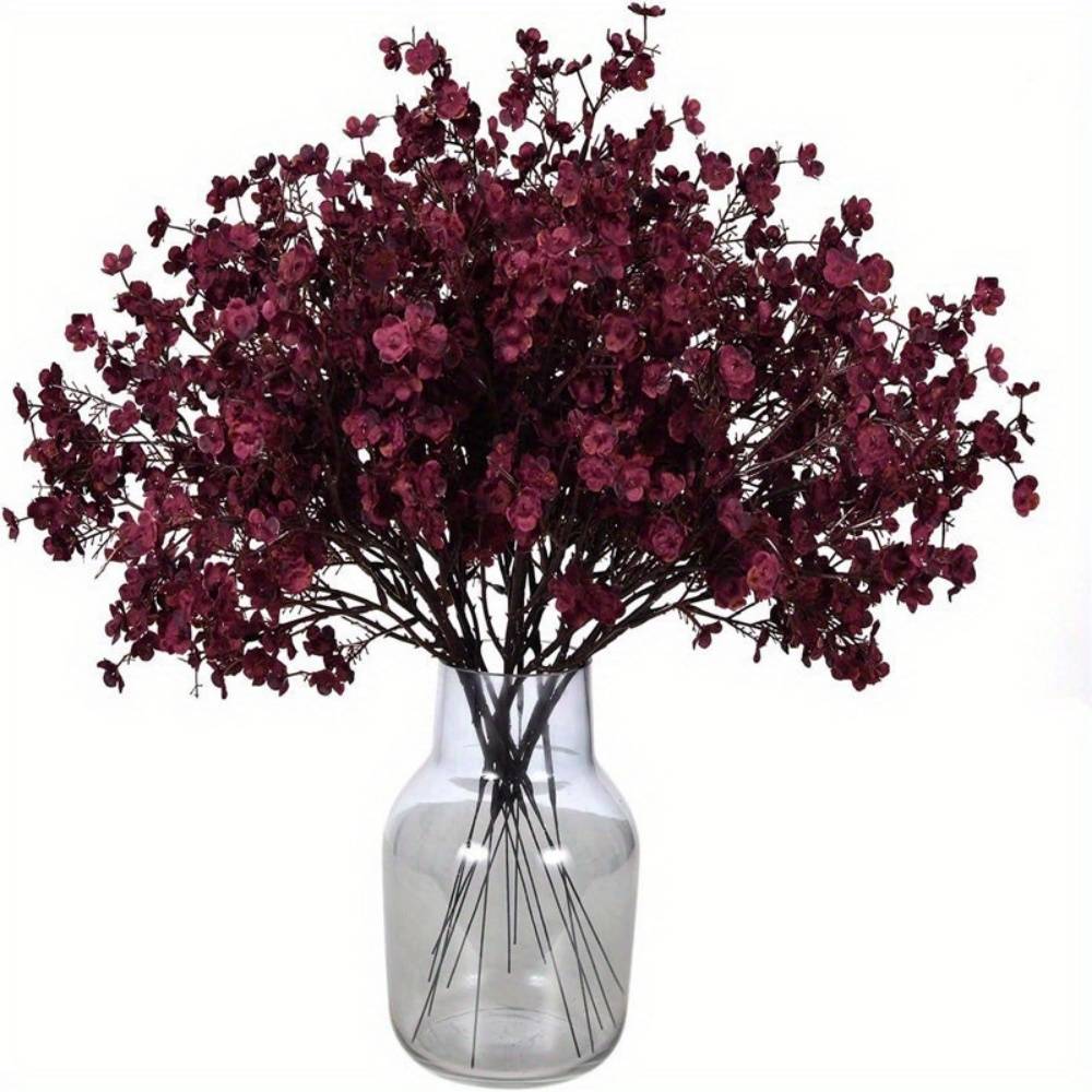 Lot de 10 Fleurs Artificielles Gypsophile Bordeaux - Décoration Automne et Mariage Sans Entretien - Lytech - Image 1