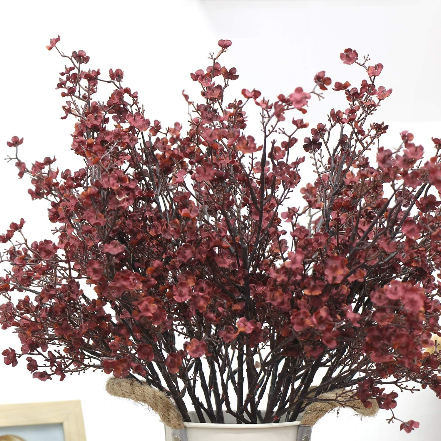 Lot de 10 Fleurs Artificielles Gypsophile Bordeaux - Décoration Automne et Mariage Sans Entretien - Lytech - Image 4