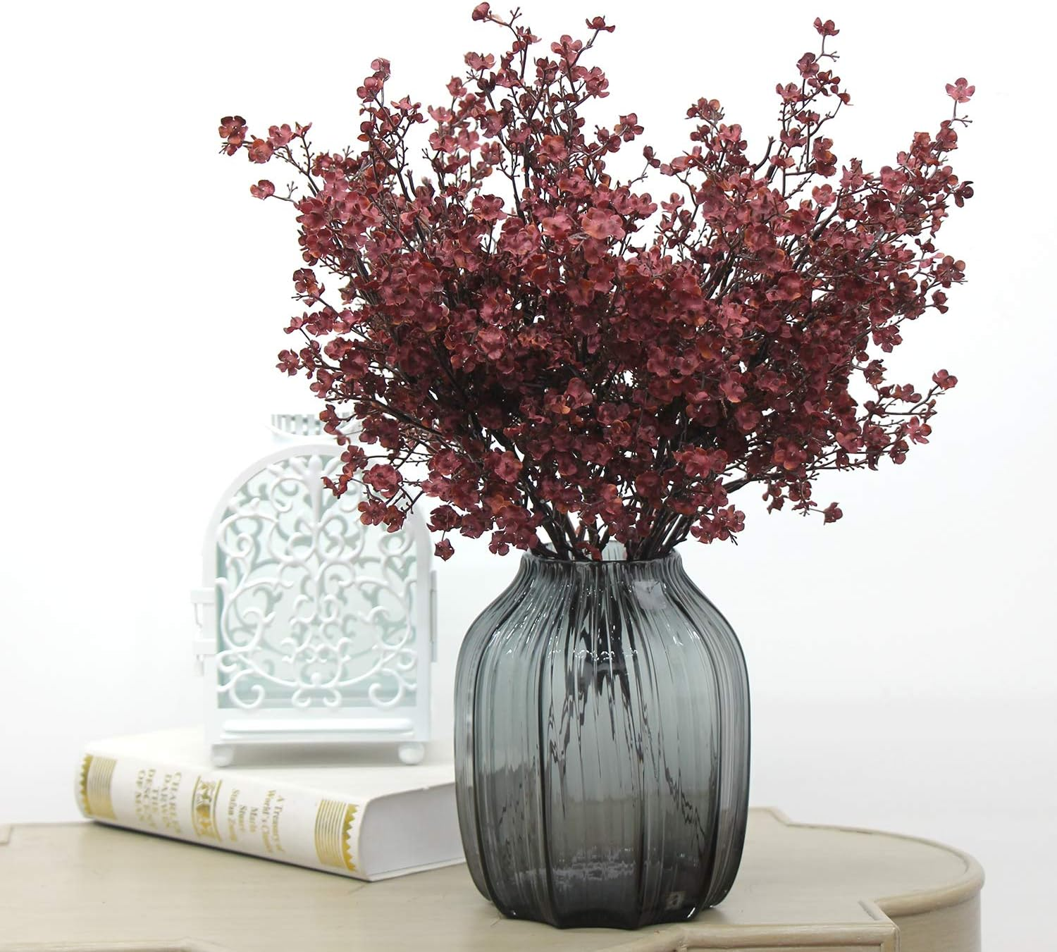 Lot de 10 Fleurs Artificielles Gypsophile Bordeaux - Décoration Automne et Mariage Sans Entretien - Lytech - Image 2