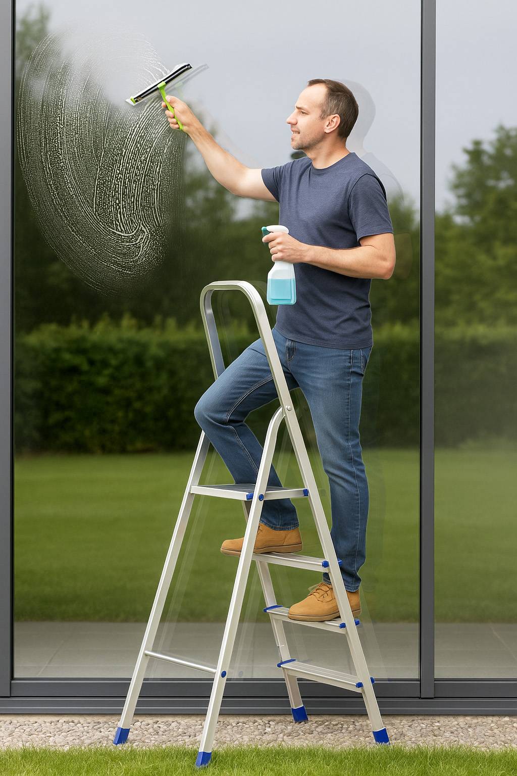 Escabeau aluminium 4 marches usage domestique avec verrouillage automatique - ESCALO