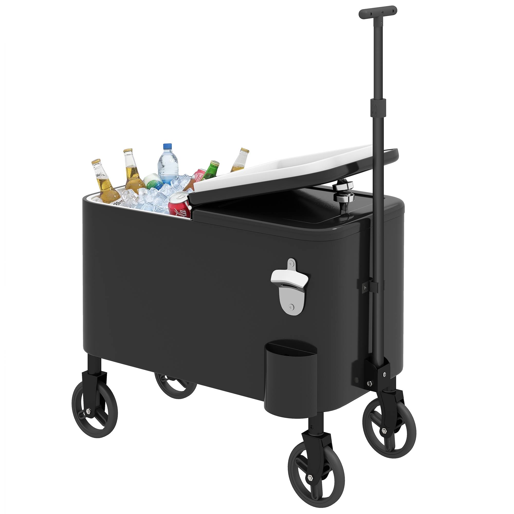 ComfortXL - Glacière mobile isolante 56 L noire 75x35x120 cm pour barbecue terrasse et fêtes - ComfortXL Outdoor Living - Image 2