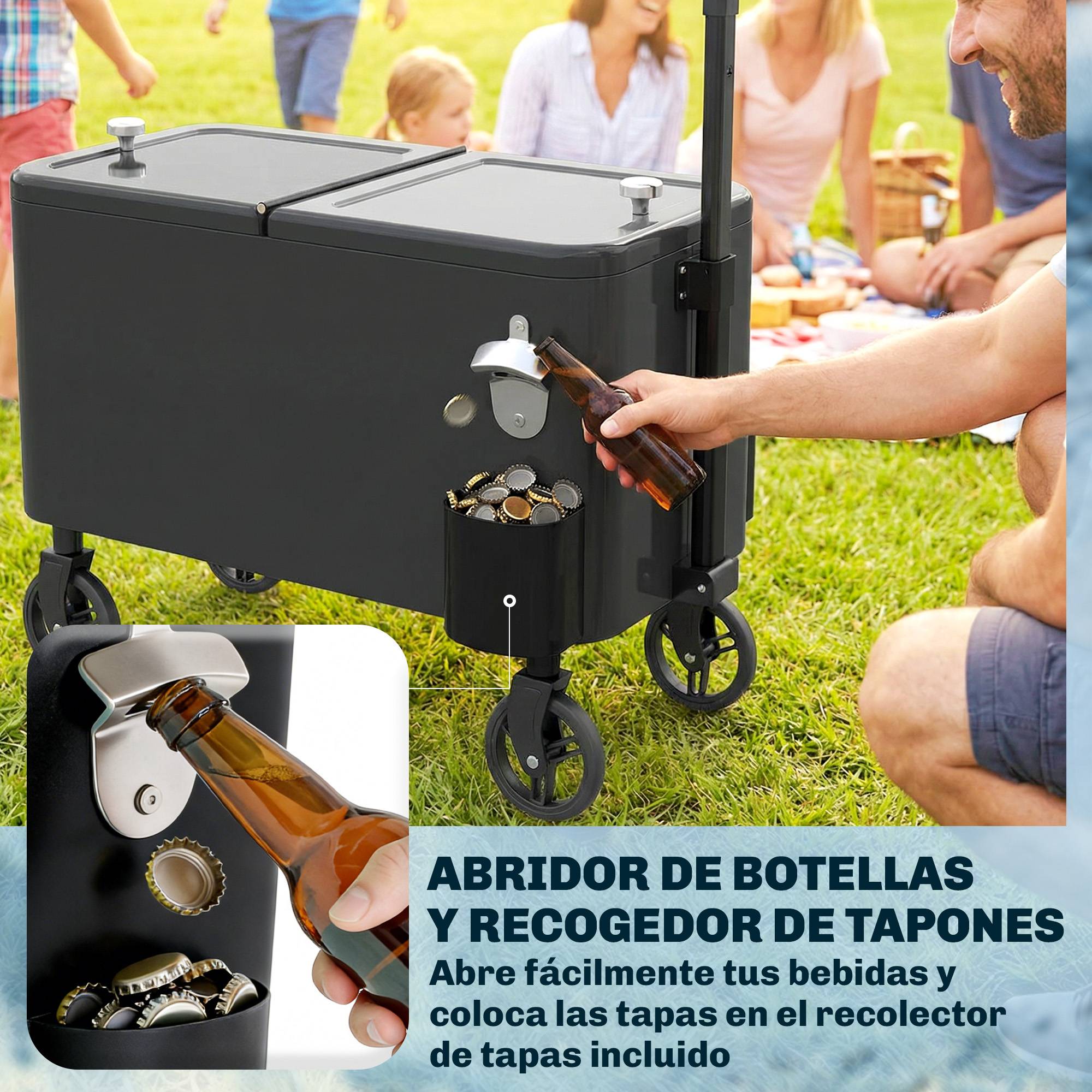 ComfortXL - Glacière mobile isolante 56 L noire 75x35x120 cm pour barbecue terrasse et fêtes - ComfortXL Outdoor Living - Image 10