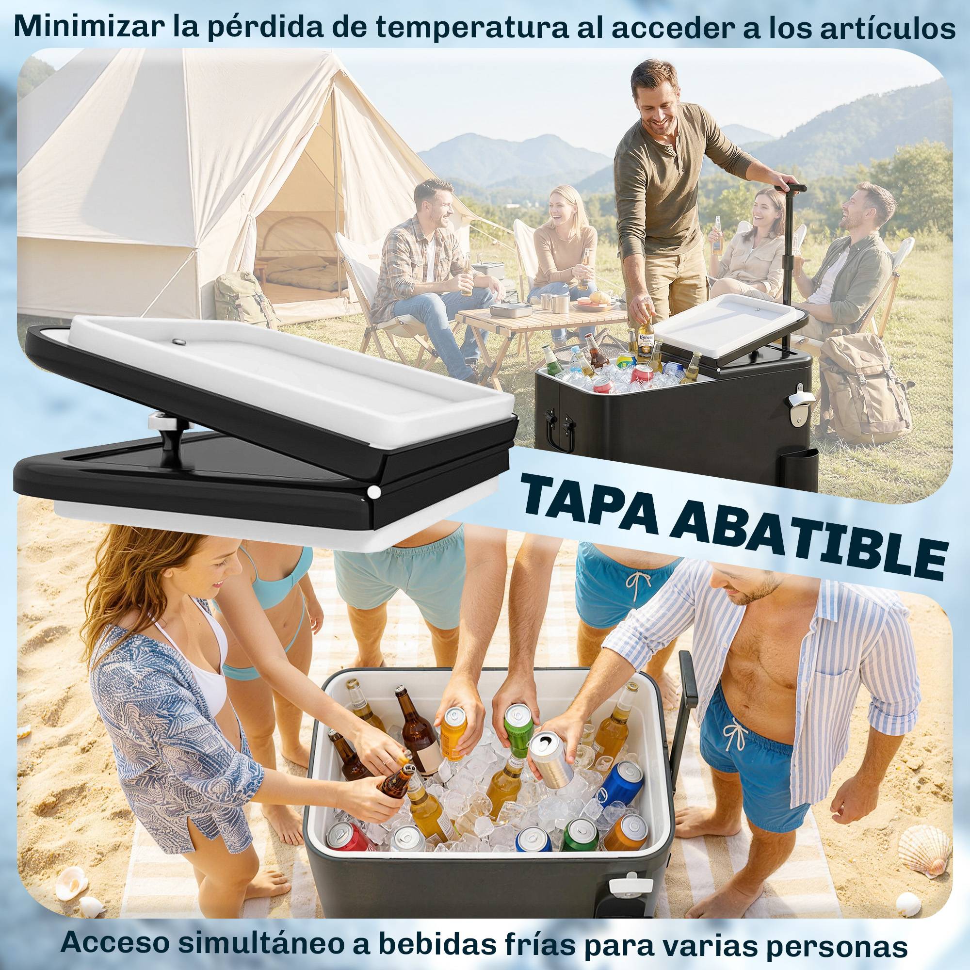 ComfortXL - Glacière mobile isolante 56 L noire 75x35x120 cm pour barbecue terrasse et fêtes - ComfortXL Outdoor Living - Image 8