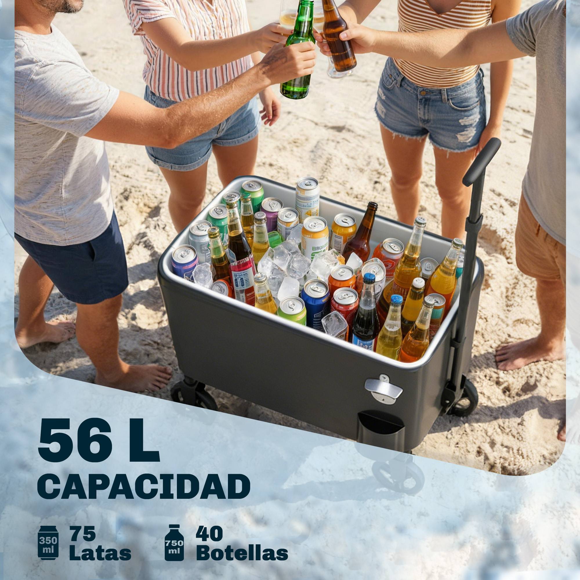 ComfortXL - Glacière mobile isolante 56 L noire 75x35x120 cm pour barbecue terrasse et fêtes - ComfortXL Outdoor Living - Image 6