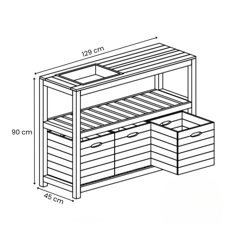 TABLE JARDINAGE BOIS 129X45X90 - Image 5