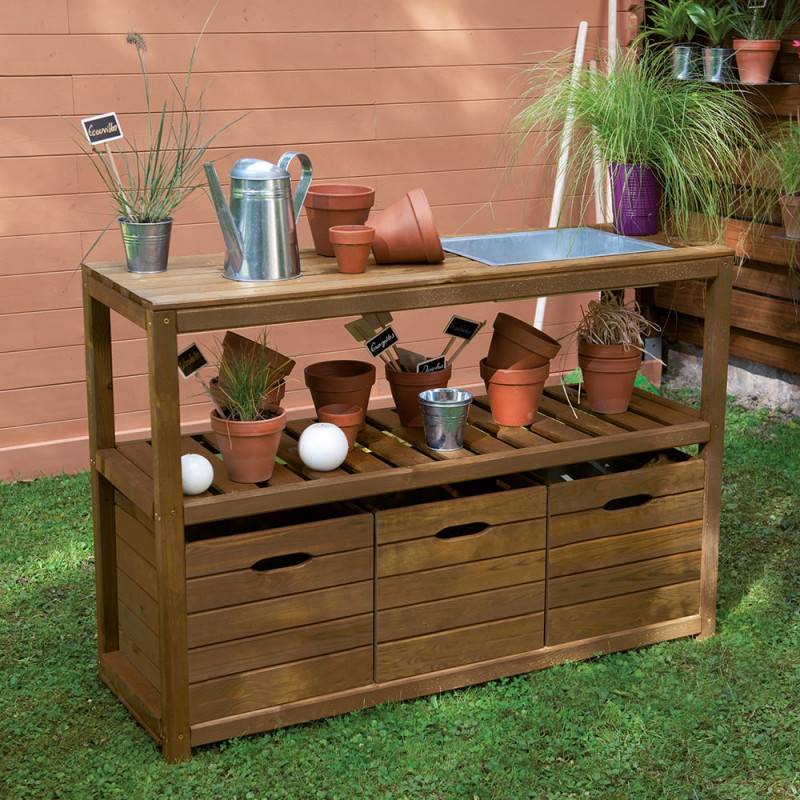 TABLE JARDINAGE BOIS 129X45X90 - Image 2