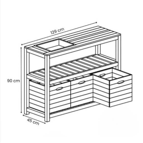 Cerland - TABLE JARDINAGE BOIS 129X45X90 - Image 5