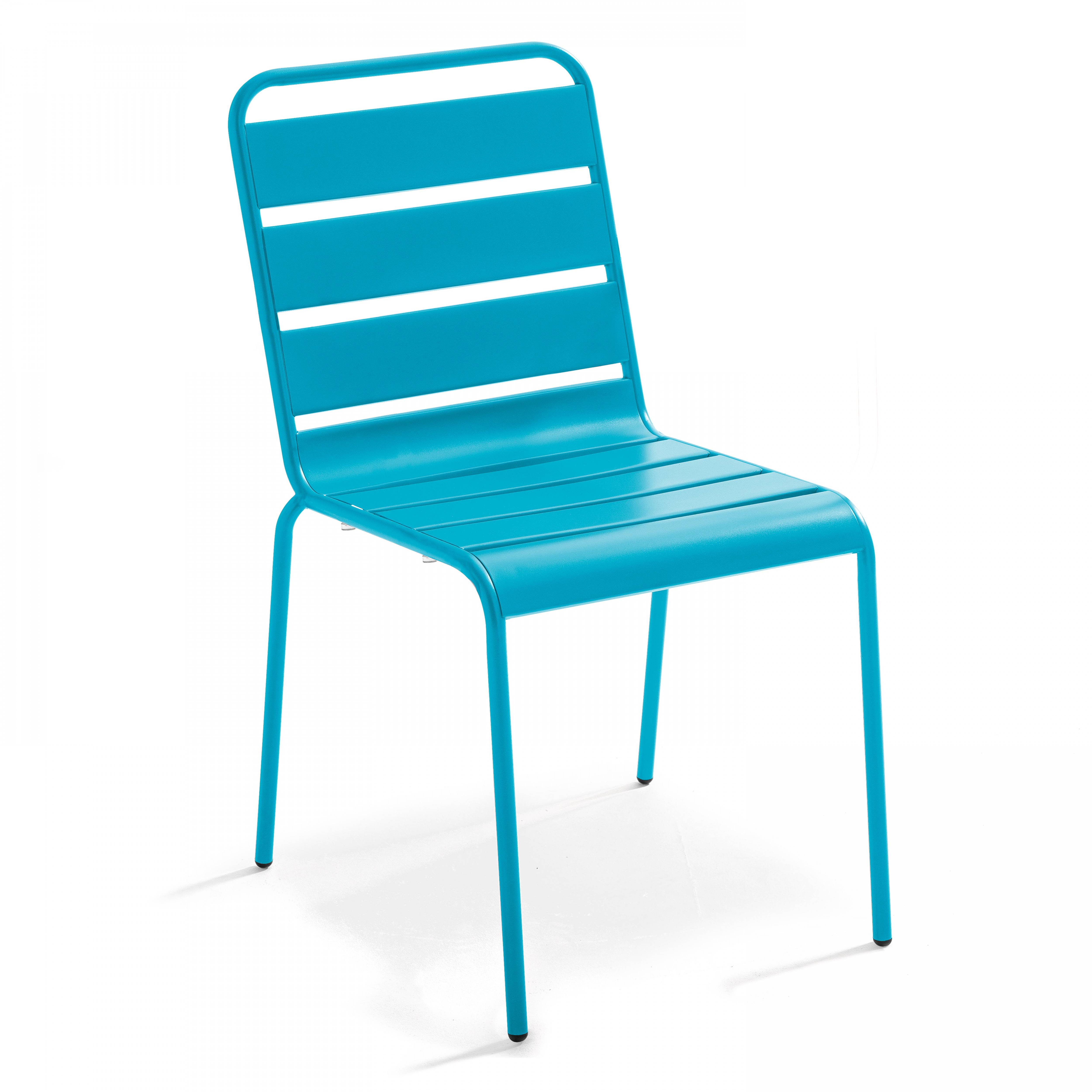 Oviala - Ensemble table de jardin et 8 chaises en métal bleu Palavas - Oviala - Image 4