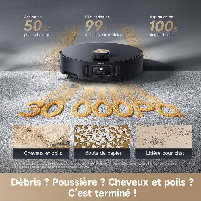 Robot aspirateur et laveur Aqua 10 Ultra Roller Complete, aspiration 30 000 Pa, nettoyage automatique à 100 °C, DREAME - Dreame - Image 2