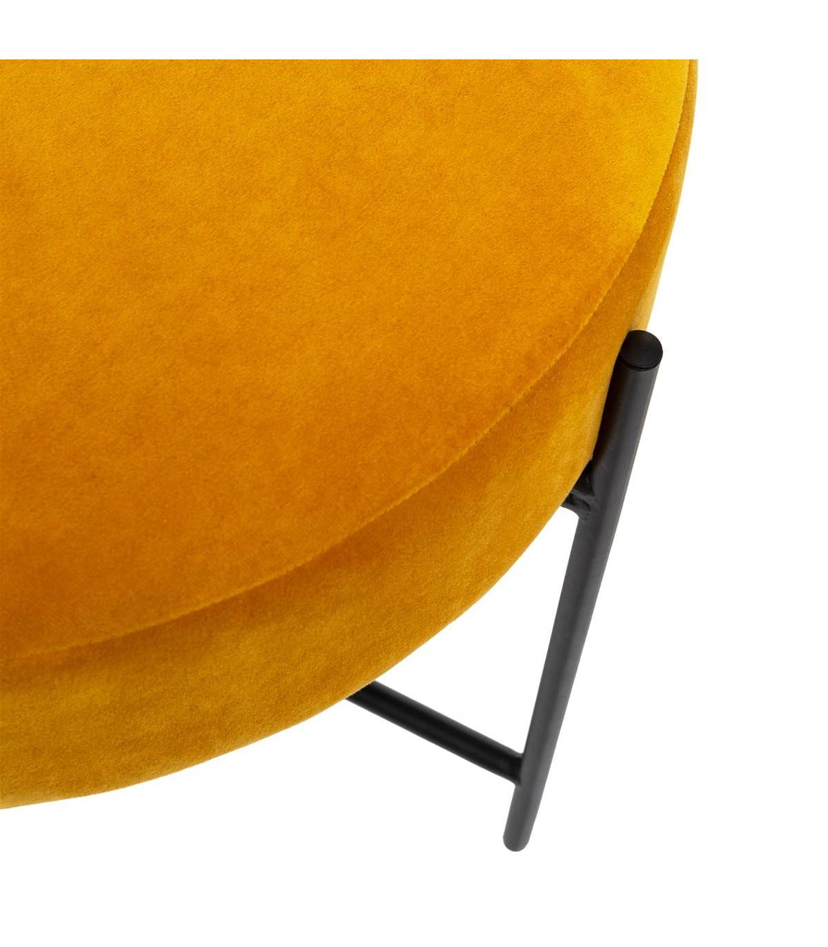 Tabouret en Velours Ocre et Pieds en Métal - Image 2