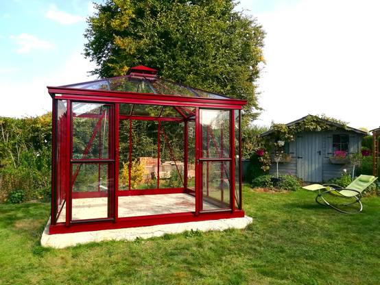 10m² - Serre en verre trempé - Euro Pyra - Laquée - 10m² - rouge brun - L'atelier Des Serres - Image 3