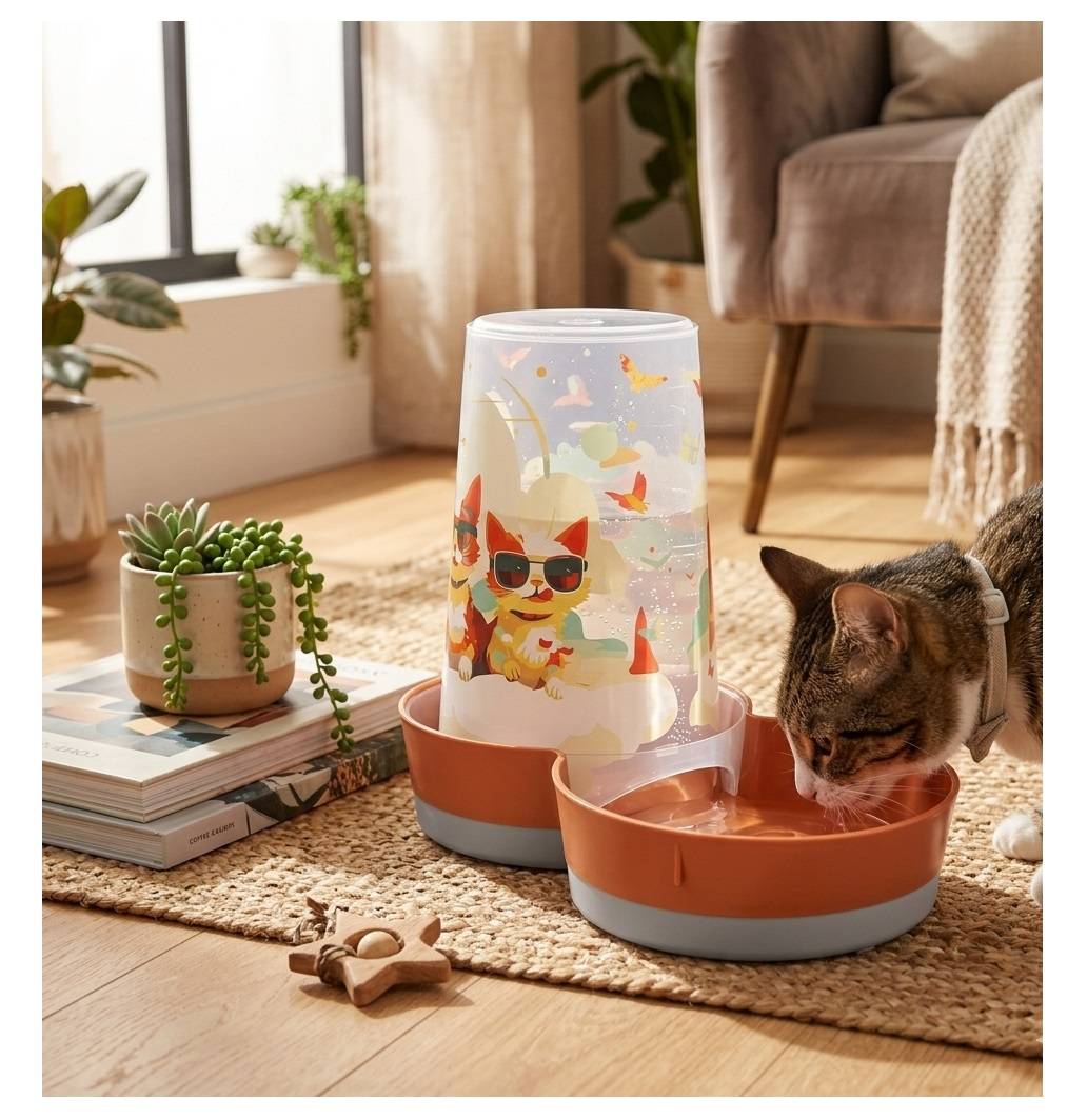 Distributeur d'eau ou de nourriture Chat au soleil - Image 4