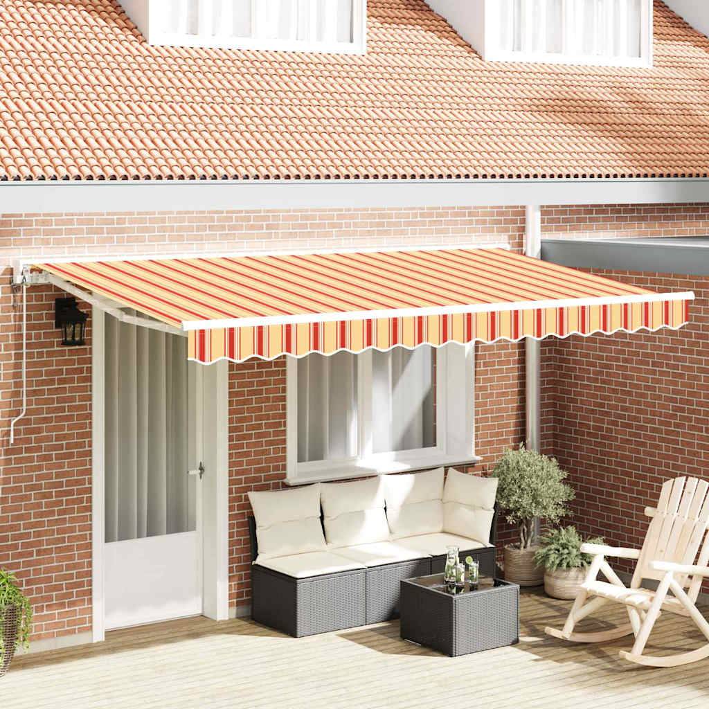 Store Banne Motorisé Toile Polyester Armature Métal Protection Solaire pour Extérieur Multicolore 400x200cm – ComfortXL Outdoor Living - Image 1