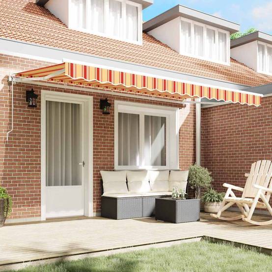 Store Banne Motorisé Toile Polyester Armature Métal Protection Solaire pour Extérieur Multicolore 400x200cm – ComfortXL Outdoor Living - Image 3