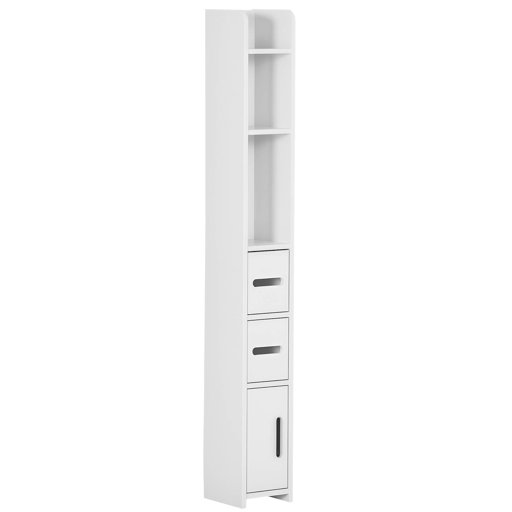 Colonne blanche avec 3 portes et 3 étagères, meuble rangement gain de place salle de bain cuisine 15x17x120 cm - Image 1