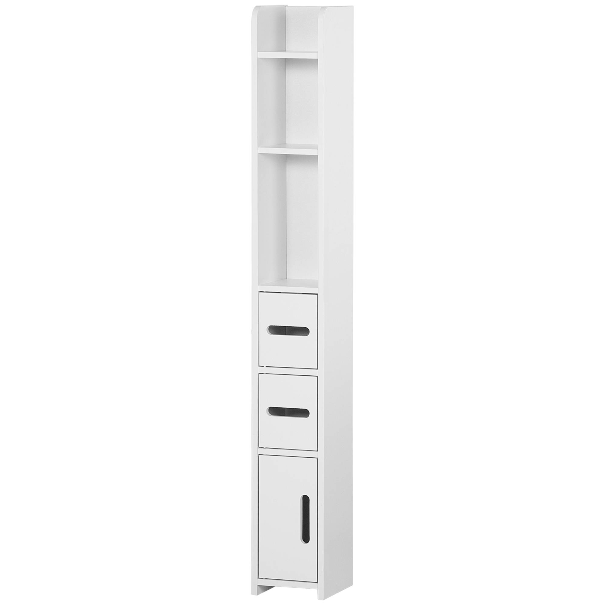 Colonne blanche avec 3 portes et 3 étagères, meuble rangement gain de place salle de bain cuisine 15x17x120 cm - Image 2