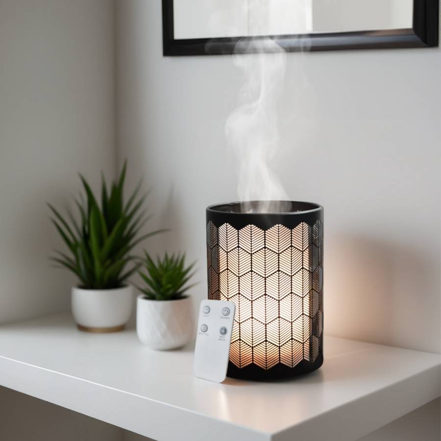 Zen'Arôme Diffuseur Huile Essentielle avec Télécommande Verone - Éclairage Led Personnalisable - Verre + Coque en Métal - Image 1