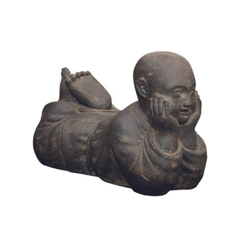 Statue jardin moine bouddhiste couché H.40 cm - Gris anthracite 40 cm - Jardinex - Image 1