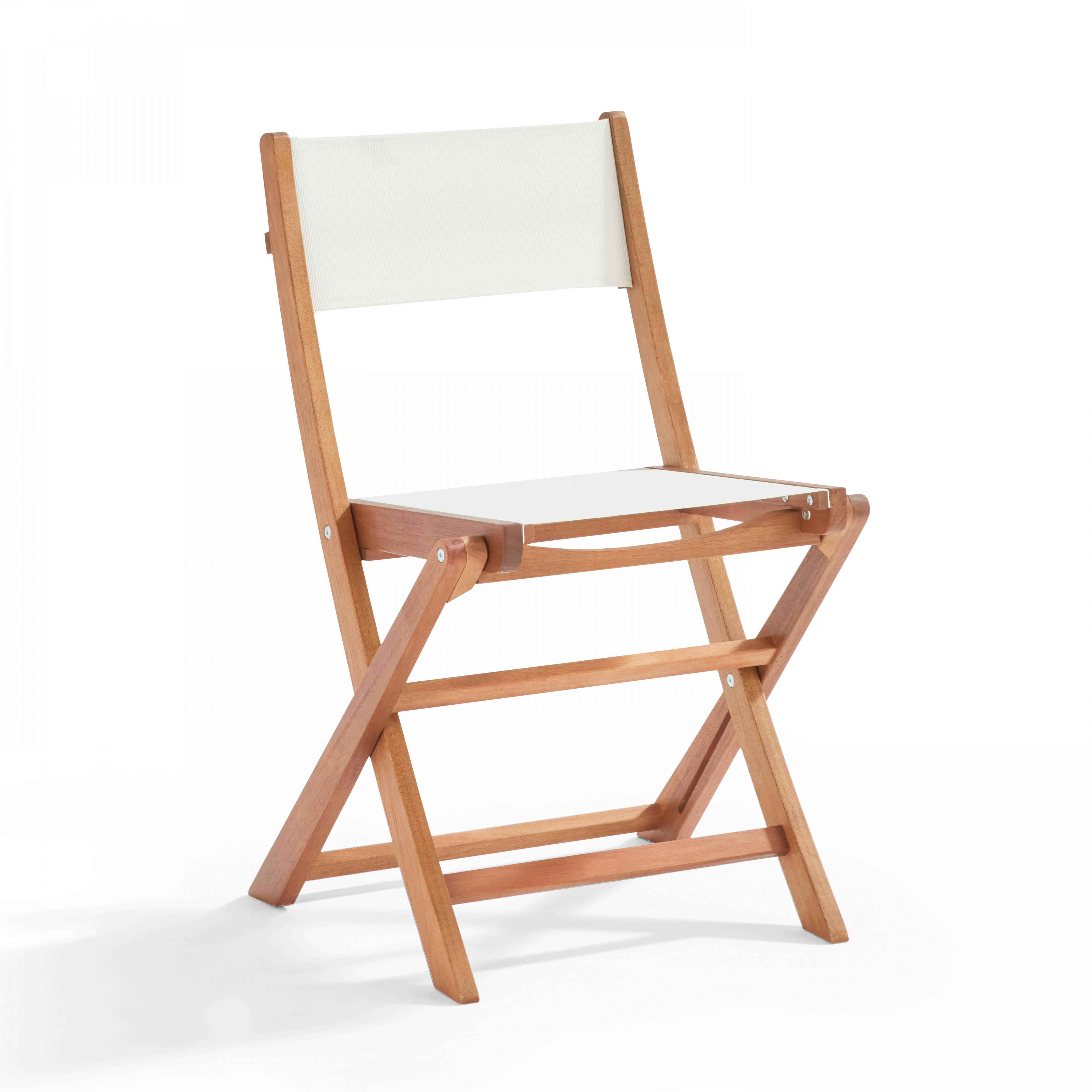 Oviala - Ensemble table et 2 chaises pliantes en textilène et eucalyptus blanc Sete - Oviala - Image 4