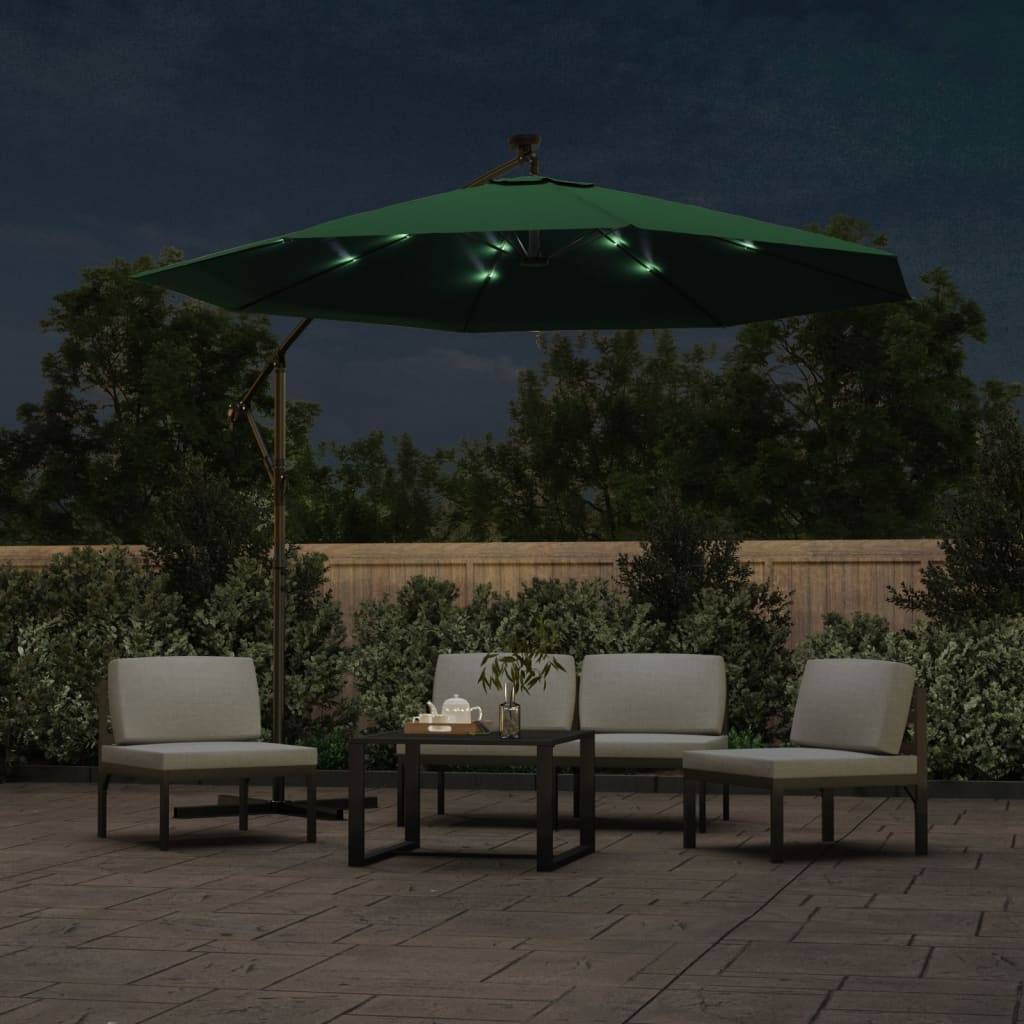 Parasol de jardin | Parasol d'extérieur | Parasol avec éclairage LED 300 cm Poteau en métal Vert Maison Chic - Image 3