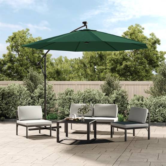 Parasol de jardin | Parasol d'extérieur | Parasol avec éclairage LED 300 cm Poteau en métal Vert Maison Chic - Image 2