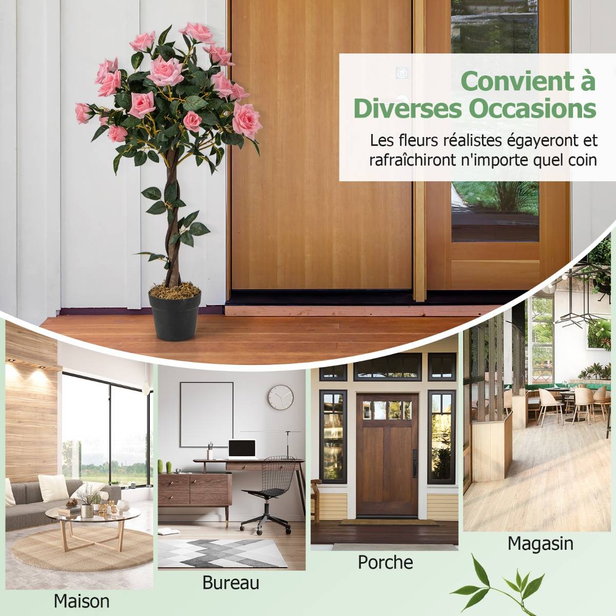 Maison Chic - Plante Artificielle en Pot Remplies de Ciment 93CM avec 21 Roses Fausse Rosier à Fleurs avec Décoration Moderne pour Salon Balcon Bureau - Image 9