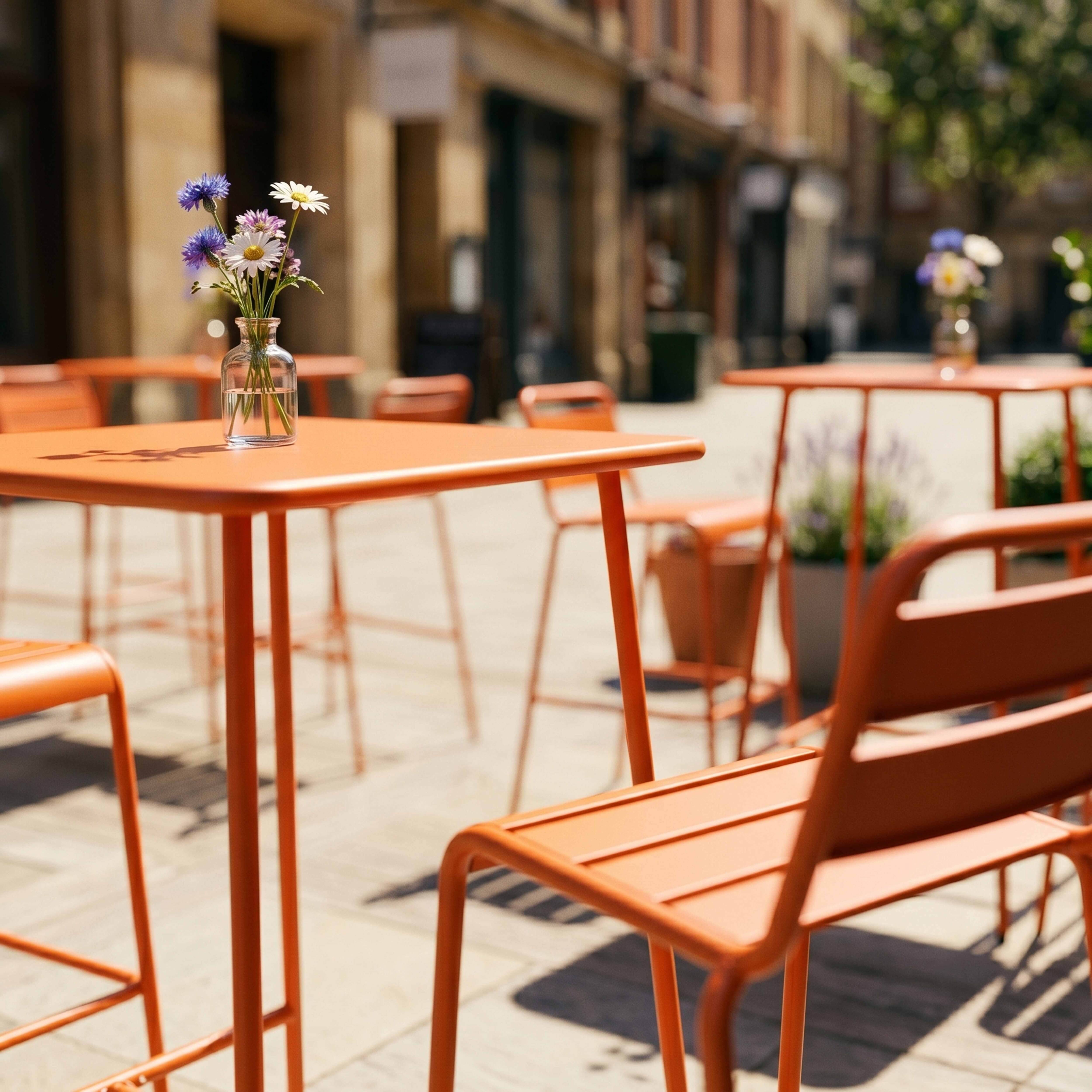 Oviala - Ensemble table de bar et 2 chaises hautes en métal orange Palavas - Oviala - Image 5