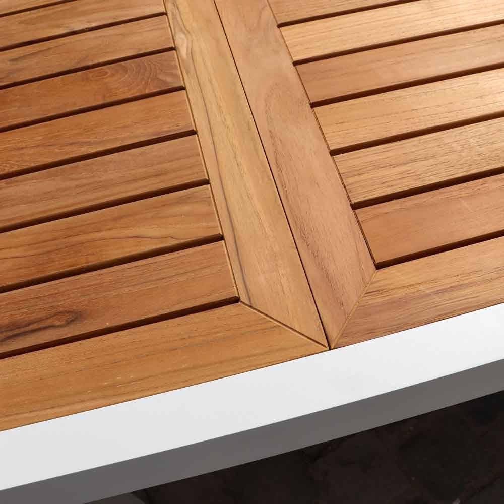 Wilsa Garden - Table de jardin aluminium teck blanc 8/12P extensible BALITECK - Image 5