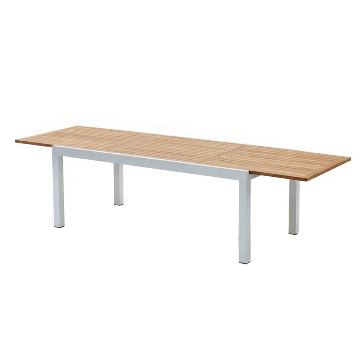 Wilsa Garden - Table de jardin aluminium teck blanc 8/12P extensible BALITECK - Image 3