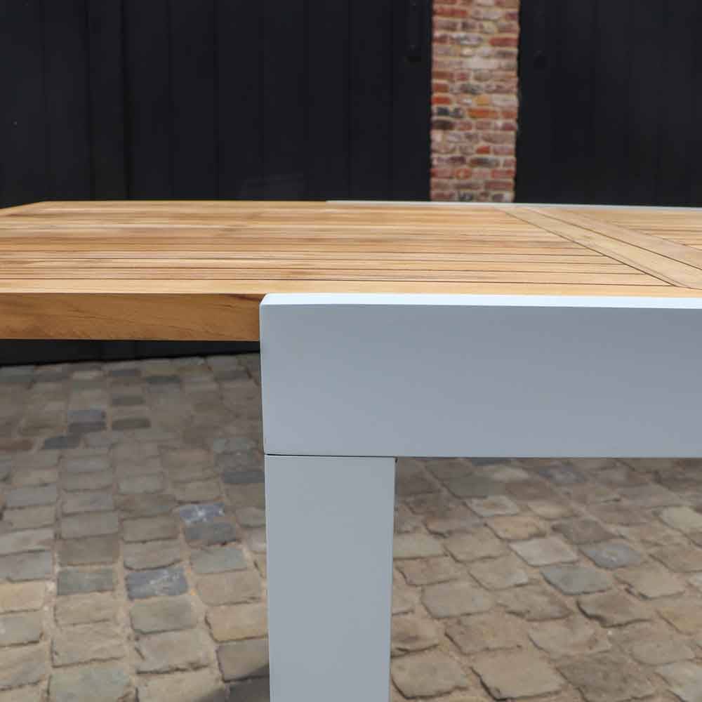 Wilsa Garden - Table de jardin aluminium teck blanc 8/12P extensible BALITECK - Image 4