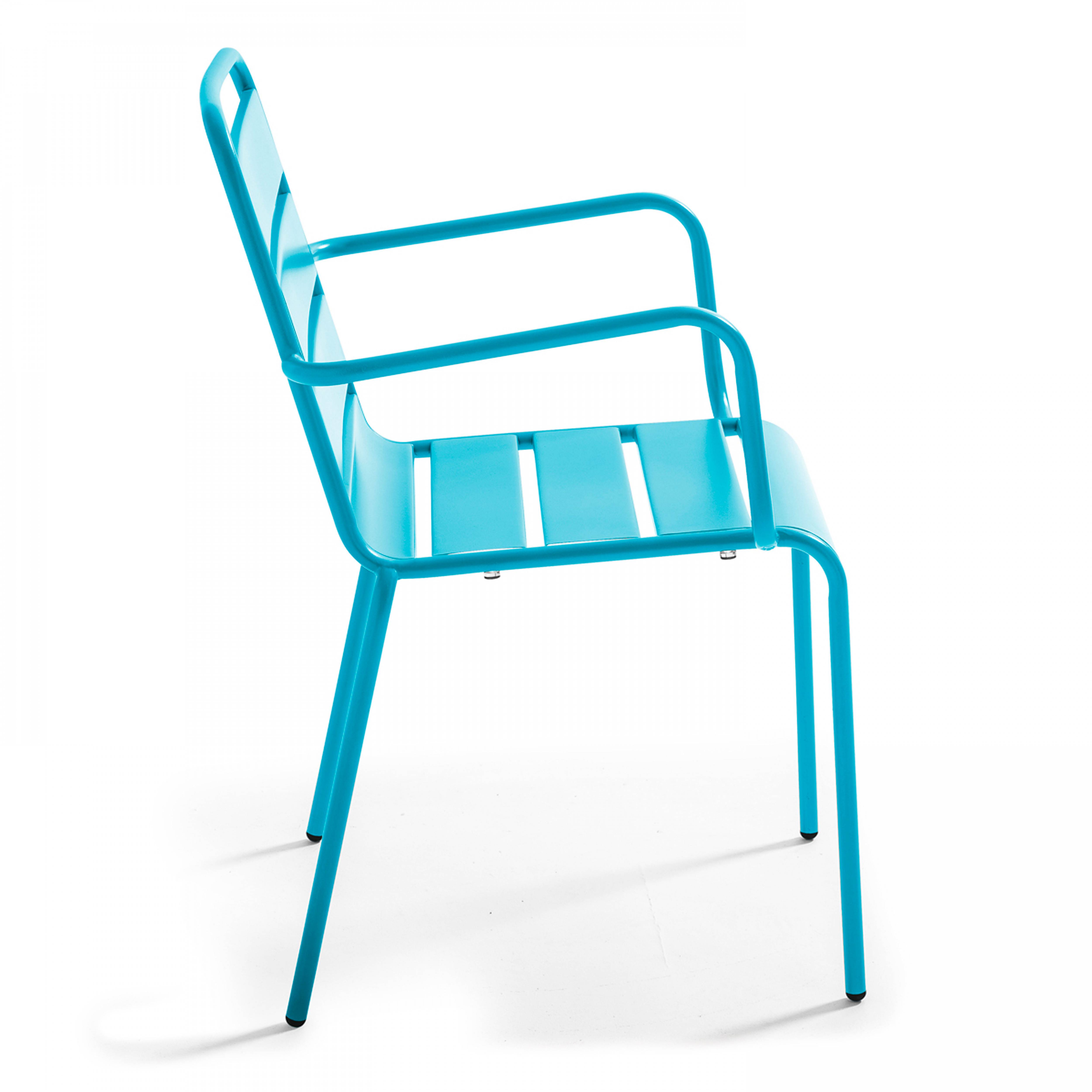 Oviala - Ensemble table de jardin et 4 fauteuils en métal bleu Palavas - Oviala - Image 6