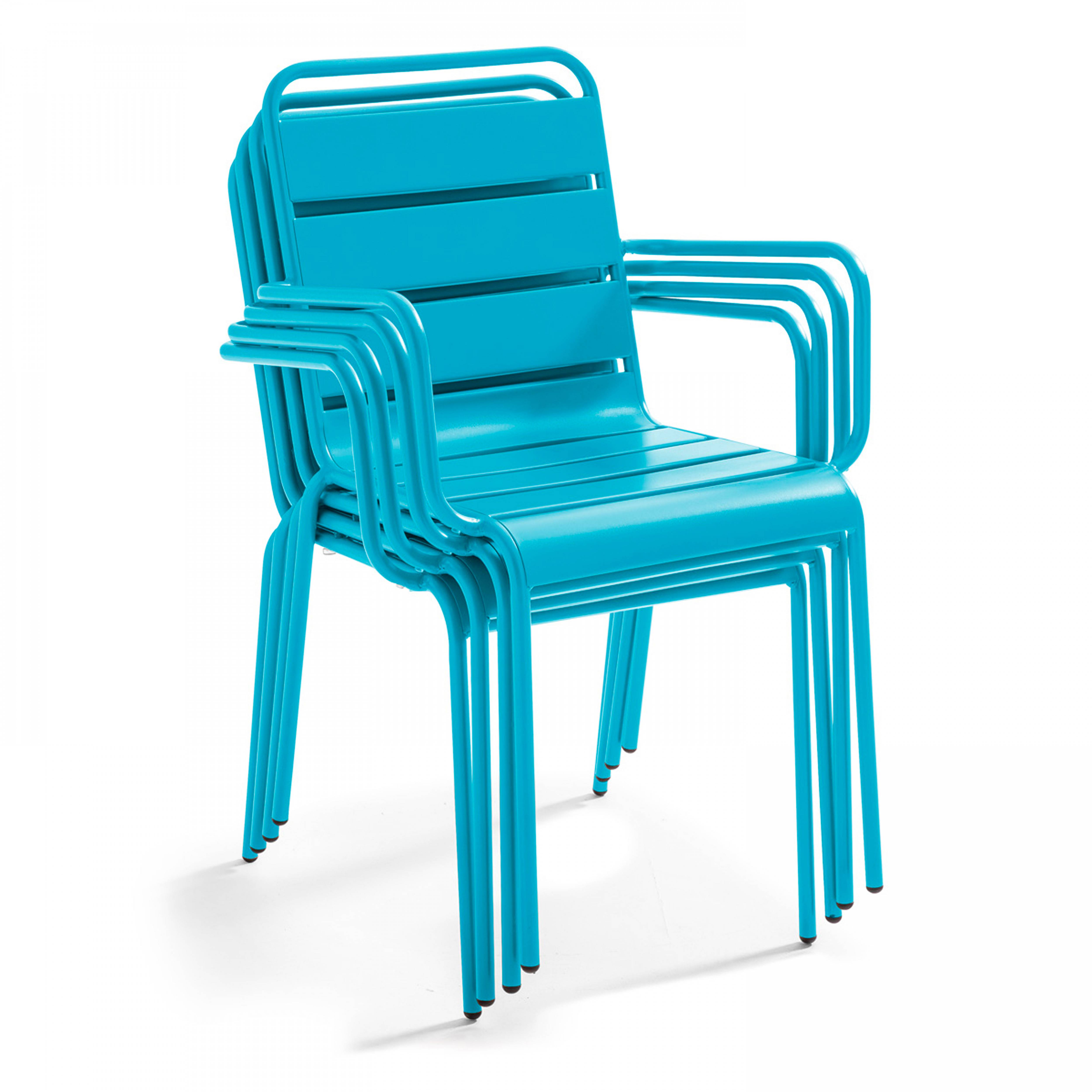 Oviala - Ensemble table de jardin et 4 fauteuils en métal bleu Palavas - Oviala - Image 5