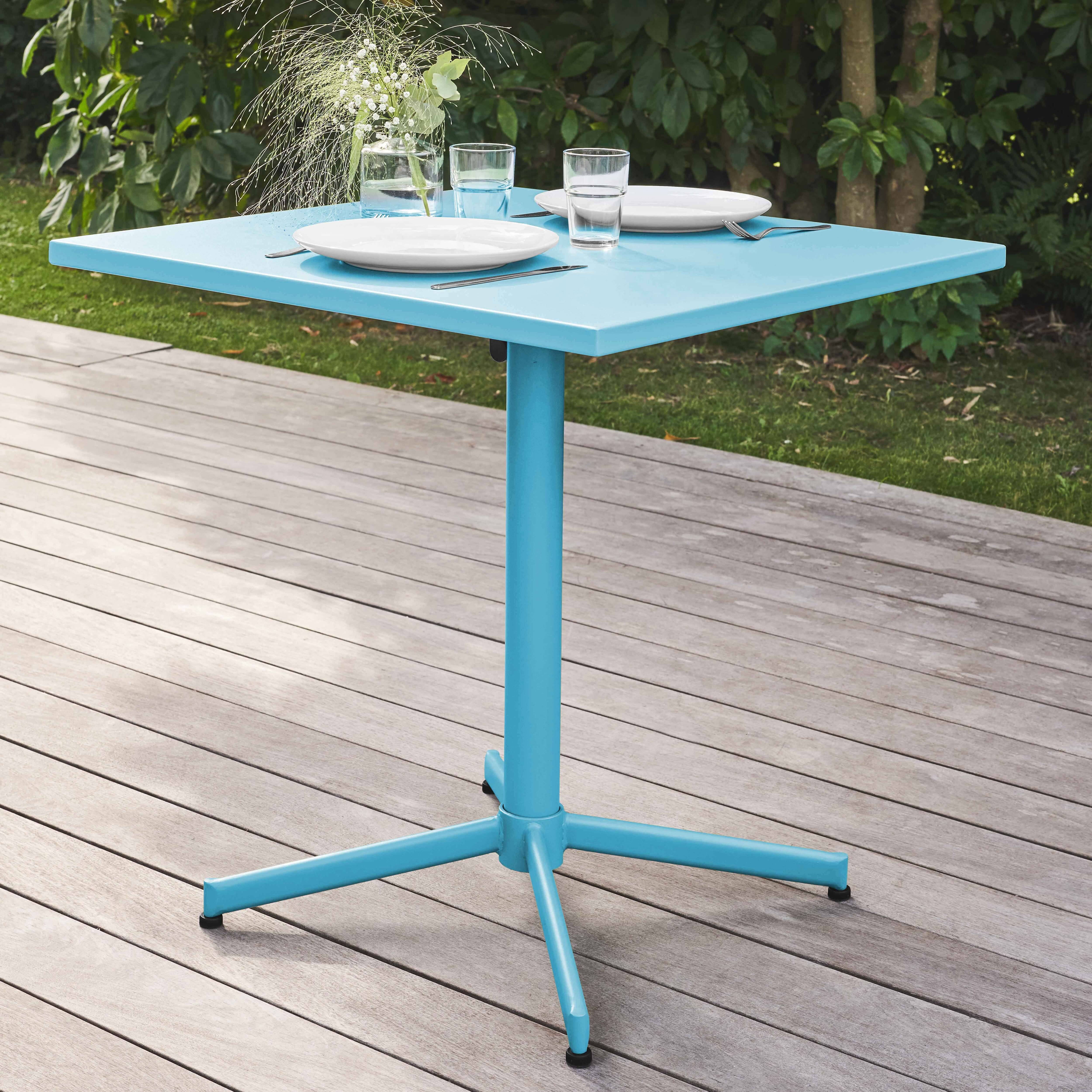 Oviala - Ensemble table de jardin et 4 fauteuils en métal bleu Palavas - Oviala - Image 4