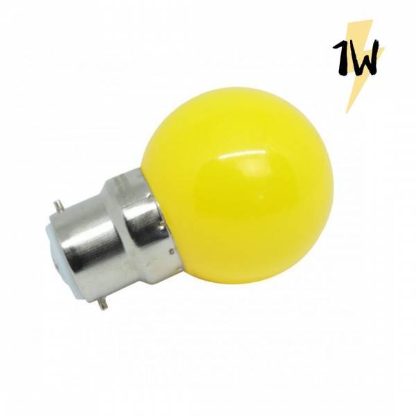 Ampoule led plastique B22 1W Jaune pour guirlande guinguette qualité professionnelle - Image 1